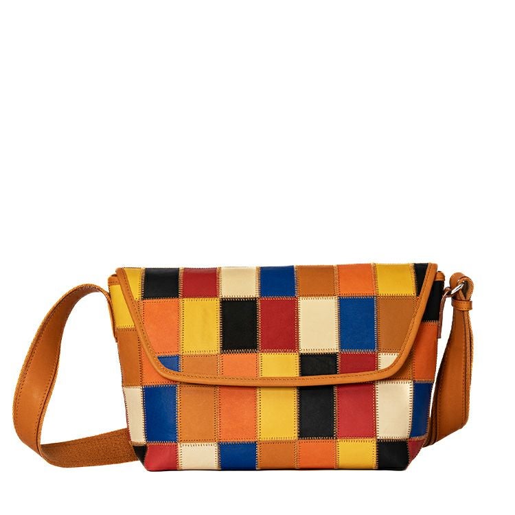 レザーショルダーバッグ フラップショルダー マルチカラー