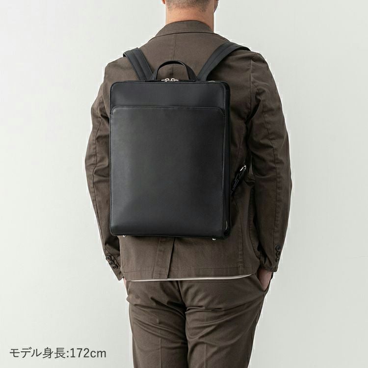 TRION スクエアバックパックA4 ダークブラウン バックパック収納力比較／ALFA – 革・レザーバッグのTRION(トライオン