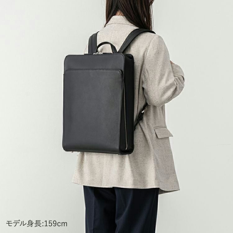 TRION スクエアバックパックA4 ダークブラウン バックパック収納力比較／ALFA – 革・レザーバッグのTRION(トライオン